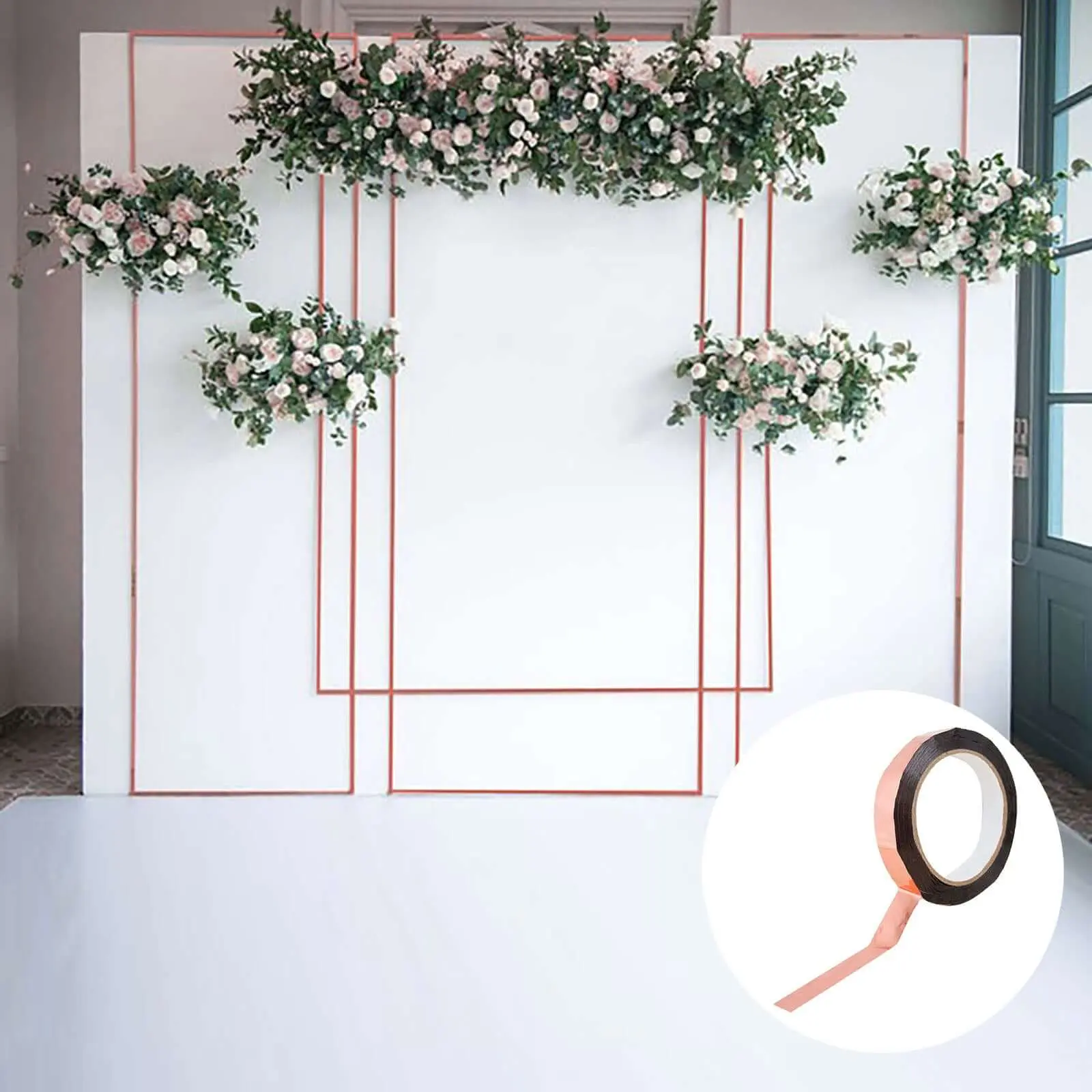 Rose Gold Metallic Finish Polyester Acrylic Adhesive Tape - 100 Yds x 3/4 In, Gift Wrapping Supplies for Handmade DIY Gift, Wedding Craft Project Office Stationery