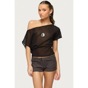 Noria Sheer Chiffon Off Shoulder Top