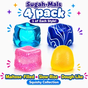 Sugah-Mals Sensory Squishy Collection - Slow-Rise Stress Ball Fidget Toys: Ice, Glitter, Marble Shapes & Gummy Orbs with Soft Maltose Texture summerwins