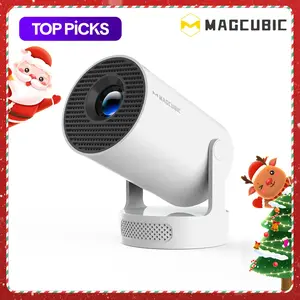 Magcubic HY300 Pro+ Portable Projector - 290 ANSI Lumens, Native 1280x720p - Android 14 OS, 0.8:1 Short Throw Projection, WiFi 6, BT 5.4 - Home Cinema & Home Theater Multifunctional Mini Smart Projector