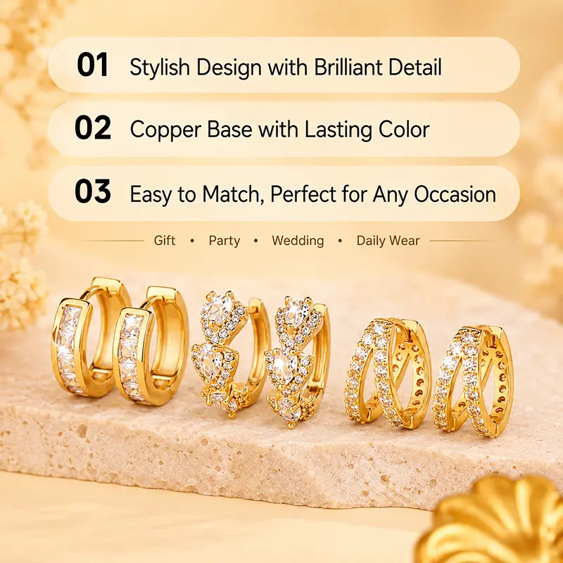 3-pair earrings set of niche exquisite earrings for women, fashionable and elegant jewelry， Mother's Day gifts,teenage girl accessories, funky unique accessories, Casual Trendy Jewelry，4th of july accessories, accessories for women，birthday gifts for gf