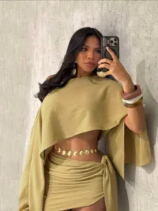 Elegant Ruffle Wrap Dress with Long Sleeve Bohemian Top, Perfect for Vacation and Beach, Stylish Summer for Women, Beachwear Cover Up