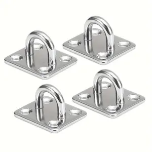 4 Eye Plate Ceiling Hooks, 304 Stainless Steel, Rustproof Sturdy Hooks, Ideal for Hammocks, Fitness Equipment, Boat Deck, Home Hanging Accessories
