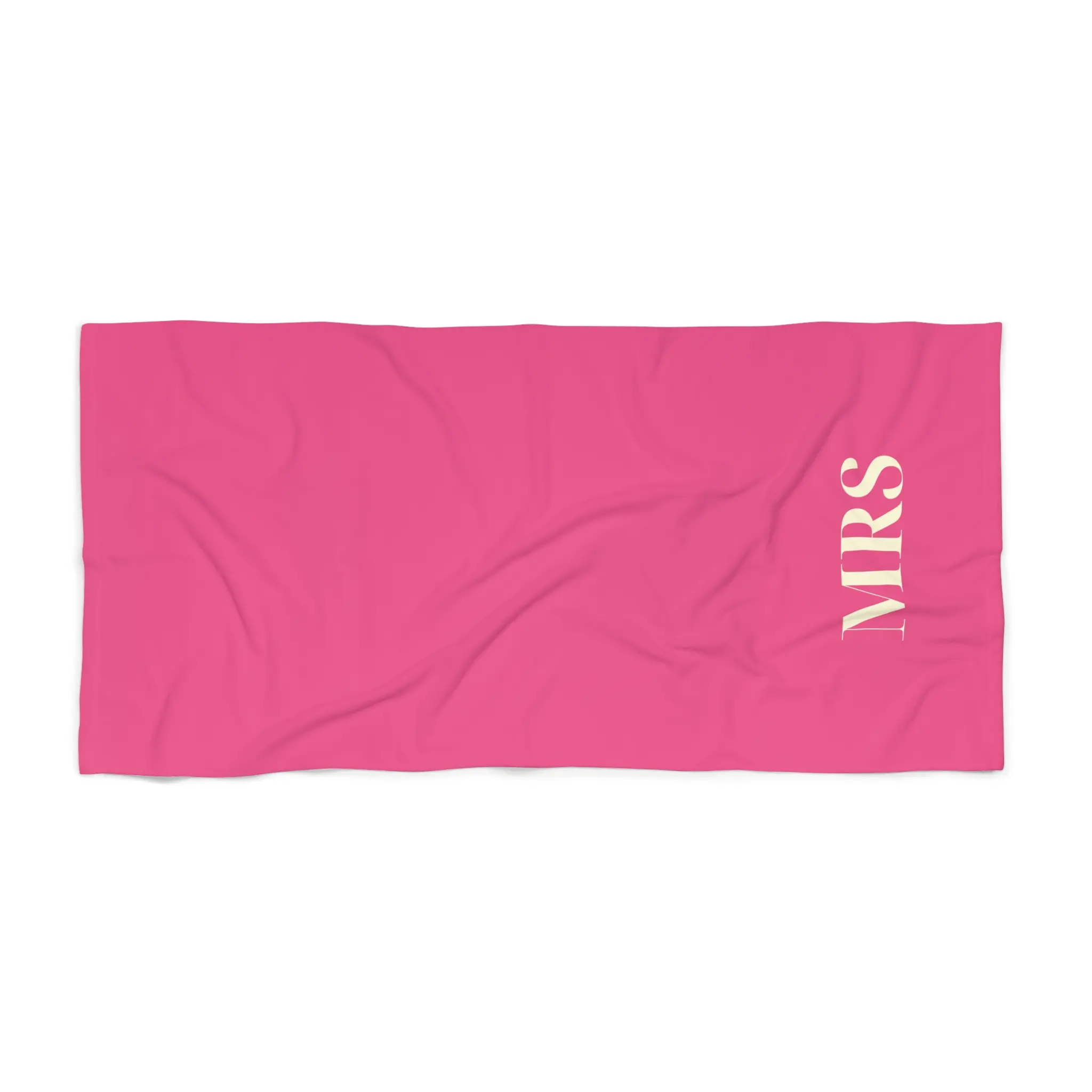 Mrs. Pink Beach Towel, Soft Microfiber Newlywed Towel, Bride Honeymoon Towel, Wedding Gift for Her, Elegant Personalized Beach Accessory