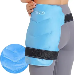 REVIX Multipurpose Reusable Hip Ice Pack, Cooling Gel Cold Wrap for Hip, Back, Calf, Shoulder with 2 Straps