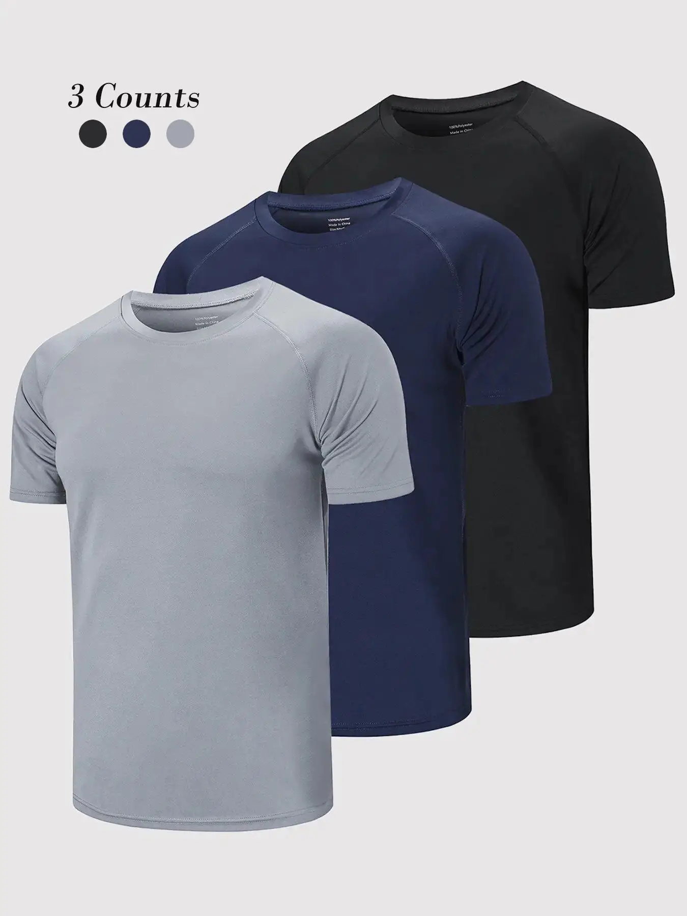 Men's Round Neck Raglan Sleeve Sports Tee, Athletic Style Streetwear Quick Drying Breathable Sporty Crew Neck Short Sleeve T-shirt, Menswear, Workout