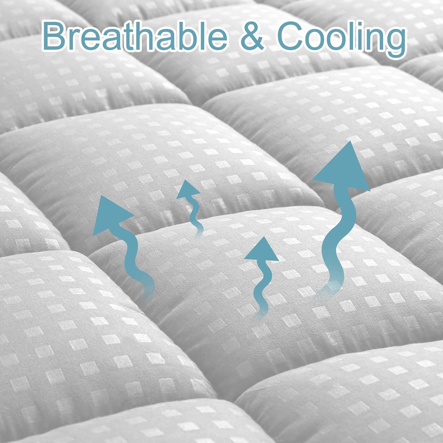 Mattress Pad Quilted Fitted Mattress Protector Cooling Pillow Top Mattress Cover Breathable Fluffy Soft Mattress Topper with 8-21"