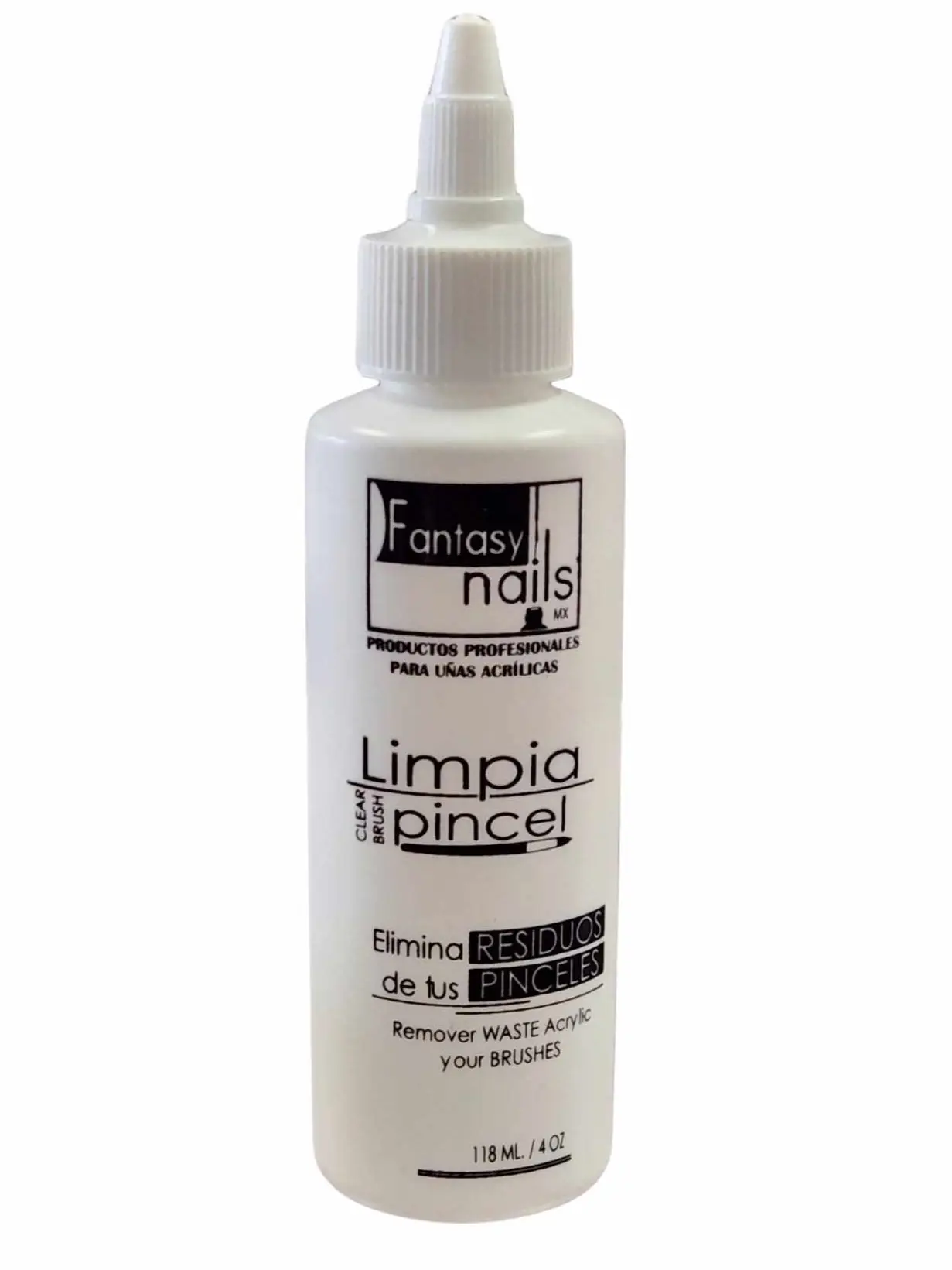 Fantasy Nails Liquid Brush Cleaner, 4 fl oz (118ml) - Professional Solution for Cleansing Acrylic Manicure Brushes, Essential Nail Care Routine Supply, Makeup Brush Cleaners