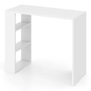 COSTWAY - 36 Inch White Computer Desk with 3 Open Shelves for Home Office Study-White