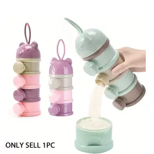 Large Capacity Cute Bear Baby Portable Travel Milk Powder Holder, Stackable Food Storage Box, Outdoor Feeding Layered Snack Box, Newborn Gift