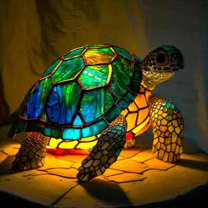 [Colorful Turtle Night Light] Colorful Turtle LED Night Light 1pc - Handcrafted Resin Mosaic Art, Creative Home Decor for Desk or Bedside, Festive Ambiance Lighting for Any Occasion, Best for Christmas, Thanksgiving, Turtle Decor