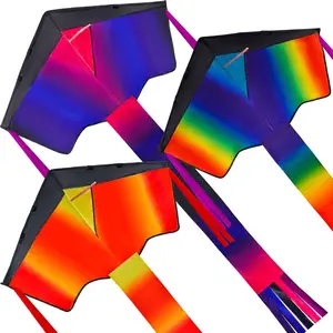 3 Packs Delta Multicolor Kite Warm and Cold Color Easy to Fly for Kids and Adults with 262.5 ft String, Large Delta Beach Kite for Outdoor Games and Activities7