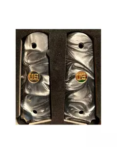 Premium Grips 1911  Grips Black Pearl Acrylic with Gold US Medallions