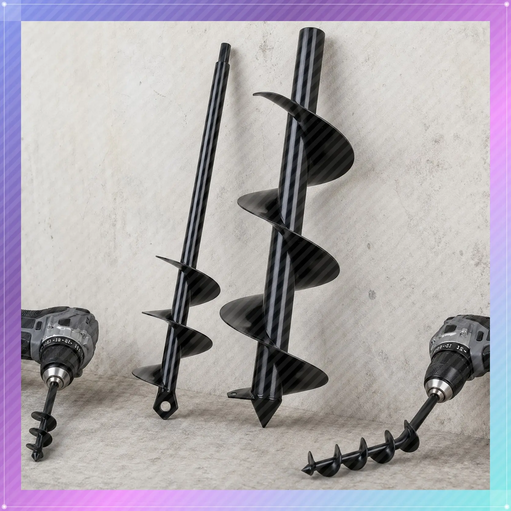 Garden Auger Drill Bit for Planting 2 Pack, 17.5x3.2 +17.5x2.0inch Spiral for Planting Flower Bulb Auger, Rapid Planter Digger for 3/8" Hex Drive