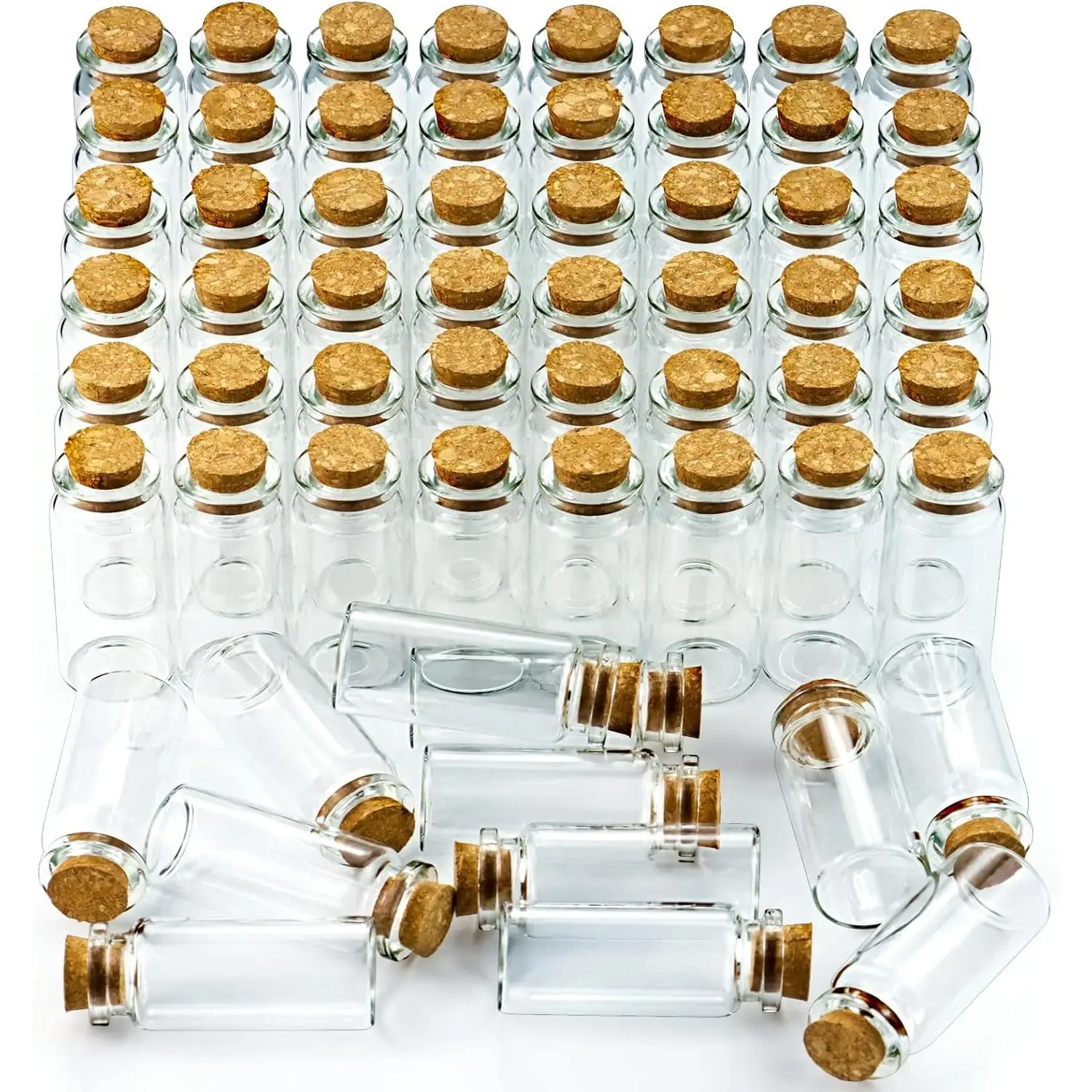 60 count 10ml Cork Stopper Glass Bottles - DIY Mini Glass Jars,  Clear Vials with Cork for Display Art Crafts Decoration Wedding Party Supplies