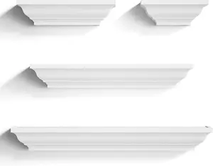 Solid Wood 24" Display Ledge Shelves Set of 4 Wall Shelves for Bedroom, Living Room, Bathroom, Kitchen