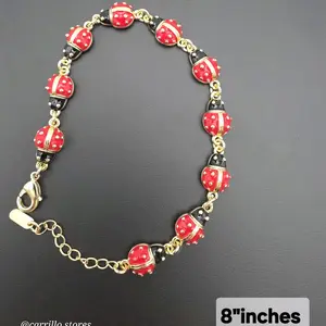 LADYBUG fashion style bracelet beautiful design  red black & gold  colors  GOLD-PLATED