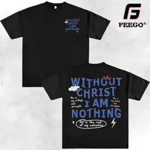 FEEGO All Seasons Men's Funny T Shirt Christian Faith Letter Print Boxy Fit Crewneck T-shirt White Daily Wear Christian Boxy T-Shirt | Funny Graphic Streetwear Top Vintage Prayer 2000s  vintage  tops christian  clothing