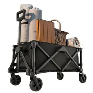 Foldable Wagon Cart,  Collapsible Design, Big All-Terrain Beach Wheels, Portable Camping Cart for Shopping,Sports,Picnic,Fishing