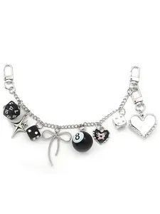 8 Ball Dice Bow Bag Chain Charm Extender - Purse Charms for Handbags - Y2K Keychain Wallet Pants Chain for Women, Stylish Backpack Charm, Sparkly Bag Charm