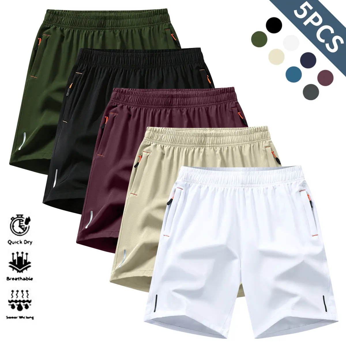 Black + Army Green + White + Khaki + Burgundy