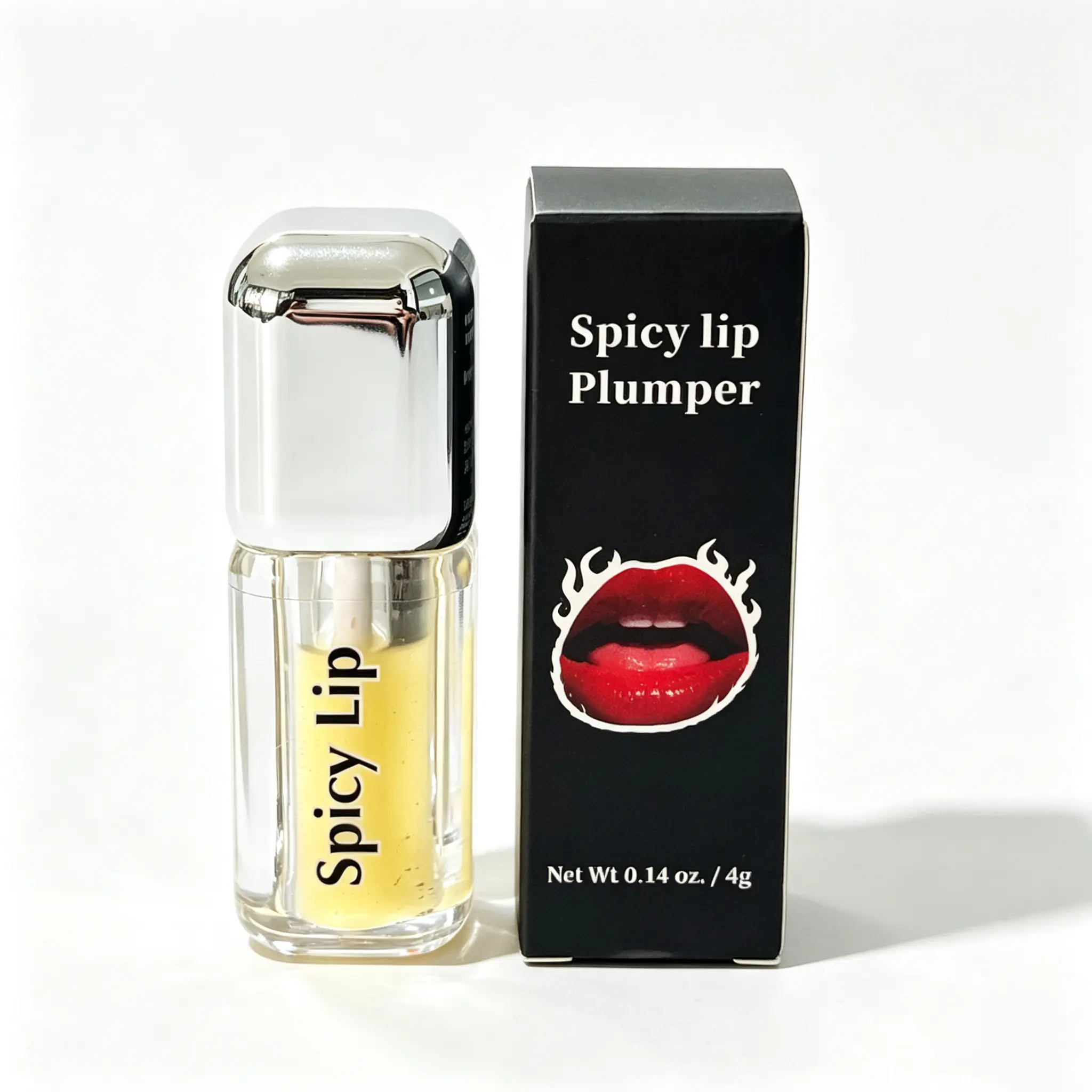 Spicy Lip Plumper Lip Gloss, Natural Plumping Lip Oil, Moisturizing Shiny Lip Serum, Enhances Fuller Lips, Reduce Fine Lines, 4g