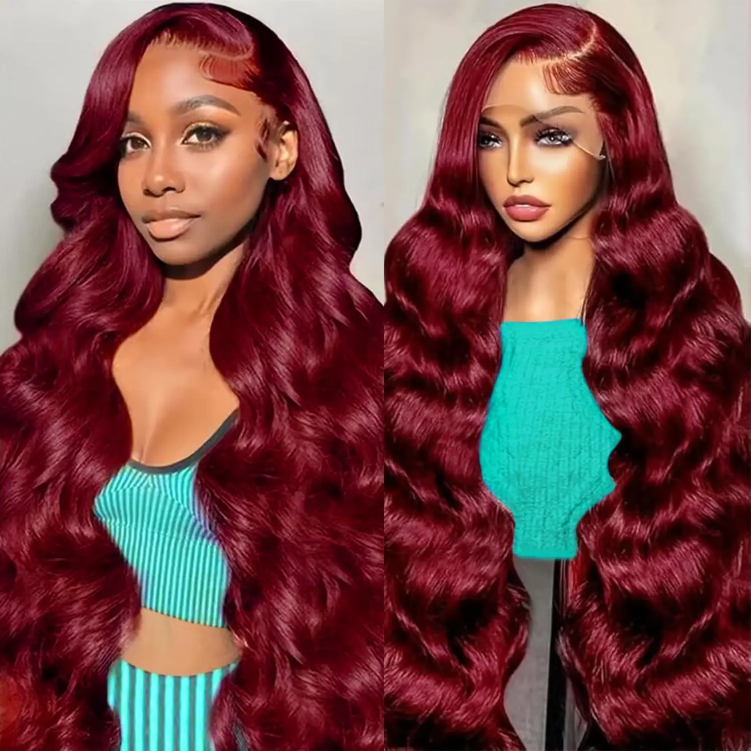 99j Burgundy Lace Front Wigs Human Hair 13x4 HD Body Wave Lace Front Wigs Human Hair Pre Plucked 180 Density Red Wigs For Women Wigs Human Hair 30 Inch