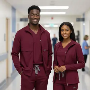 Unisex 3-Piece Thick Scrubs Set - Autumn Long Sleeve Lab Coat & Workwear Uniform for Dental Clinic, Students, Nurses & Lab