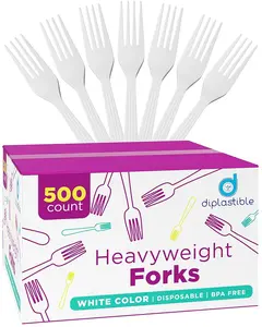 500 Count Heavyweight Disposable White Plastic Forks for Parties, Events, and Everyday Use