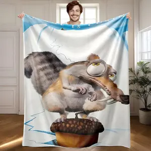 1 piece Ice Age: The Scrat Adventures themed flannel Throw Blanket - Modern design flannel blanket, suitable for sofas and beds, all-season use, super soft and comfortable, digital printing, 100% polyester material, machine washable, suitable for home