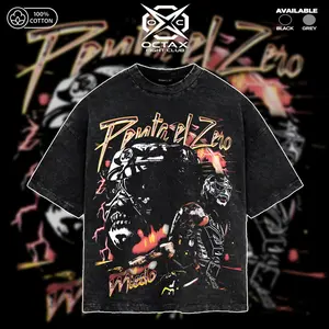 [Octa-X] Penta Zero Vintage Graphic T-Shirt - Lucha Libre Wrestling Fan Tee - Retro Washed Oversized Streetwear - Mexican Mask & Thunder Design - Classic Pro Wrestling Tribute Shirt for Men & Women