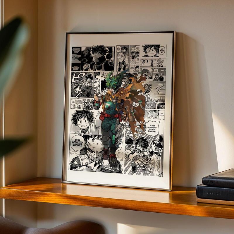 My Hero Academia Deku Midoriya Izuku Manga Panels Poster: Anime Print, Anime Satin Poster