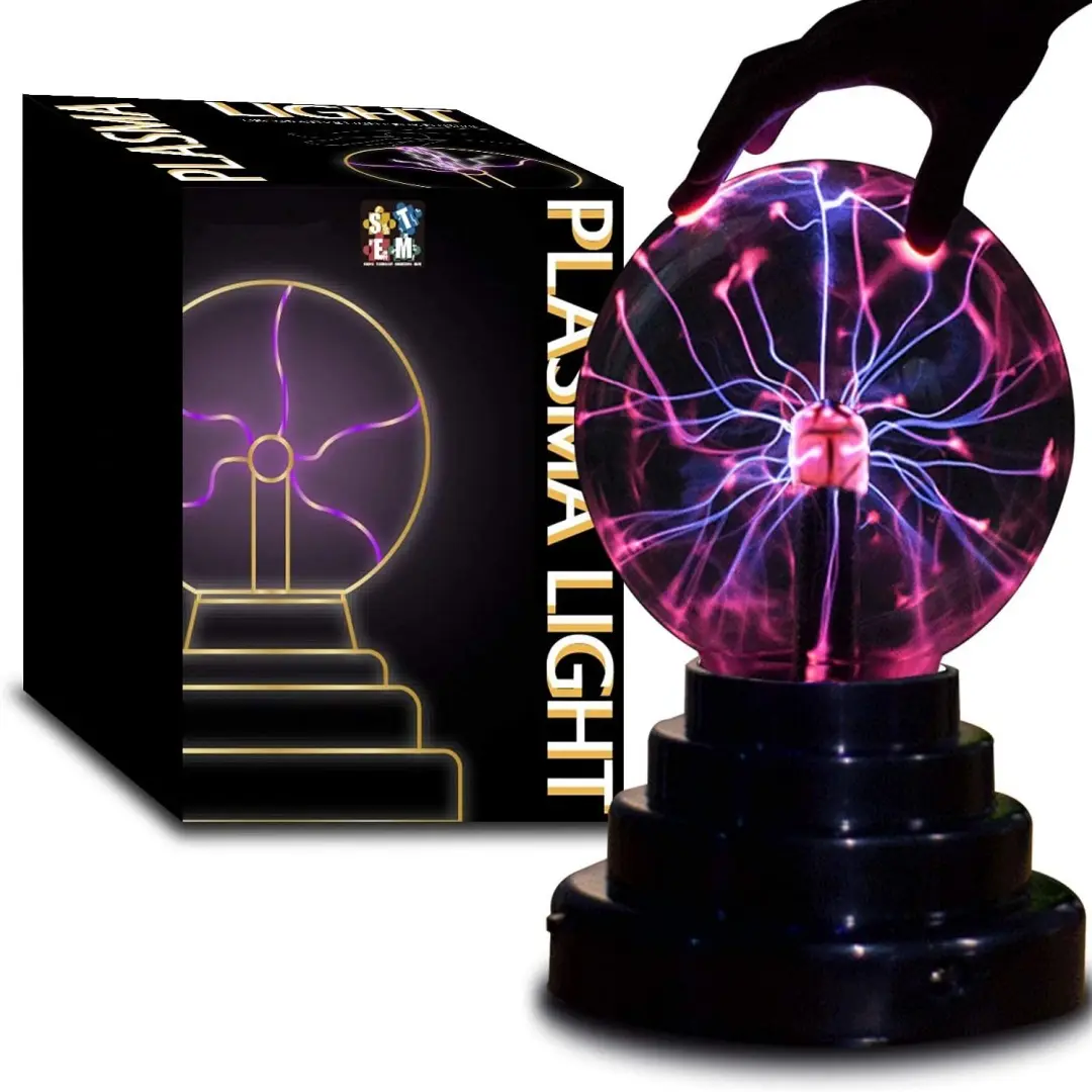 3-Inch USB-Powered Plasma Ball Lamp - Static Electricity Globe, Touch-Sensitive, Color-Changing Multicolor Illuminated Novelty Lighting, Gift for Parties (Ages 14+), Color-Changing Novelty Lighting