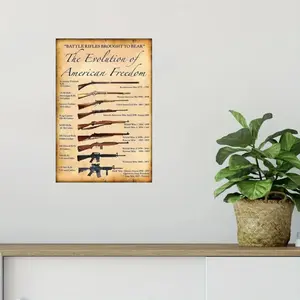 Battle Rifle Knowledge Metal Sign, American Freedom Evolution Wall Art, Wall Decor for Home Living Room Bedroom Office, Poster