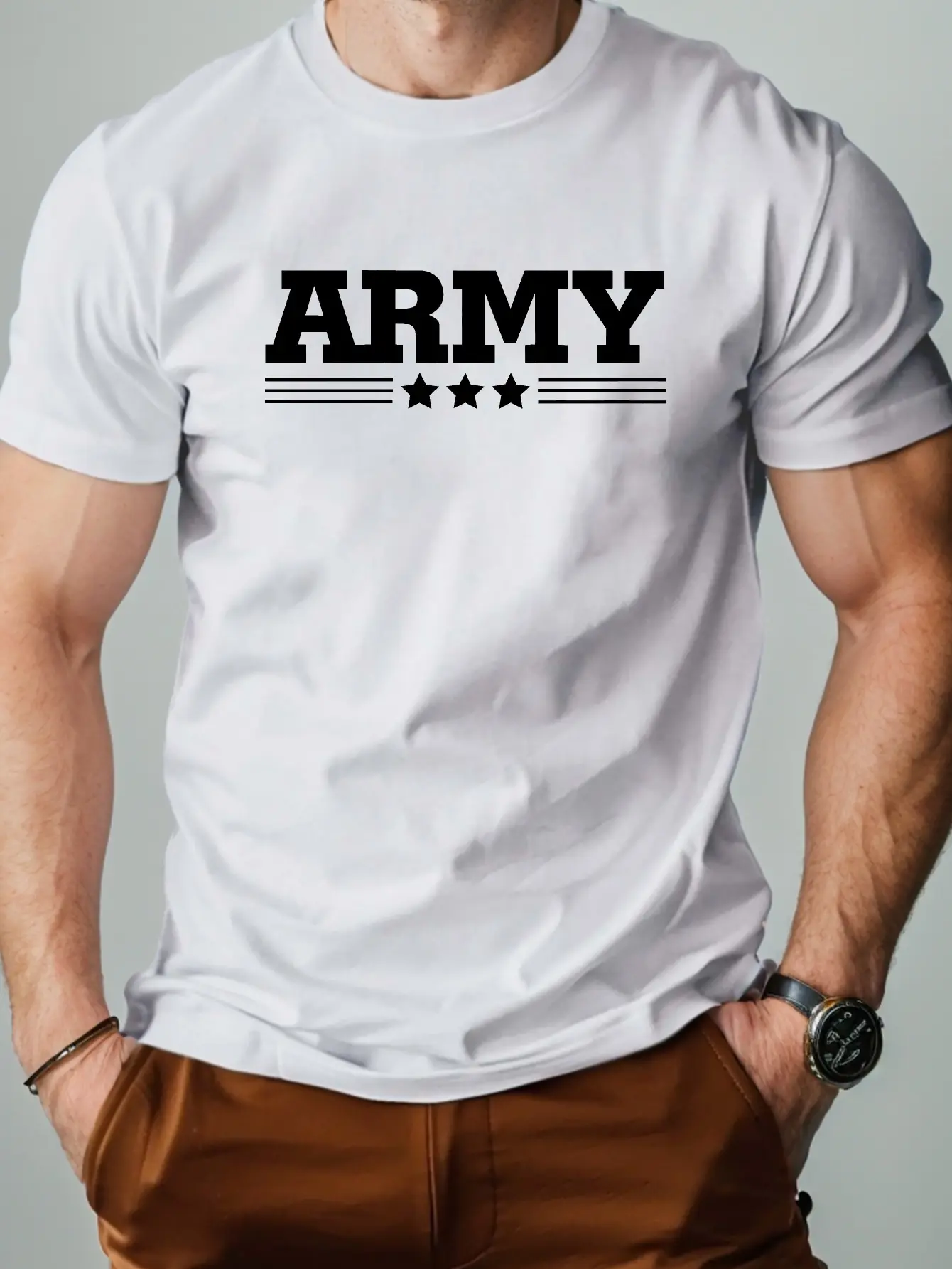[ARMY Pure Cotton Tshirt] ARMY Comfort Fit Men's T unisex soft cotton short sleeve t shirt, vintage graphic casual tee for men women teens, perfect birthday holiday gift for camping travel gym daily street casual wear