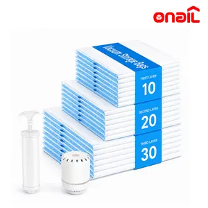 ONAIL 30 Pack Vacuum Storage Bags, Space Saver Bags (6 Jumbo/12 Large/12 Medium)Clothes Storage Organiser, Hand Pump Included,Organiser Space Saving