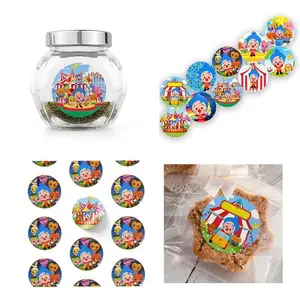 Cartoon Clown Theme Round Stickers Labels Kids Birthday Party Decorations Cookie Candy Gifts Wraps Supplies