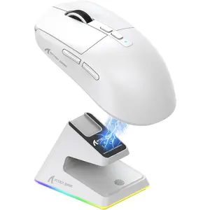 ATTACK  X6 49g Superlight  Gaming  with  RGB  Dock, BT/2.4GHz /Wired , Ultralight Mice PixArt PAW3395 Sensor, 26000DPI, 200Hrs  for WIN/