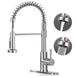PHANCIR Modern Kitchen Faucet with Pull Down Sprayer Brushed Nickel Single Handle Compact Design for 1 or 3 Holes Fixtures
