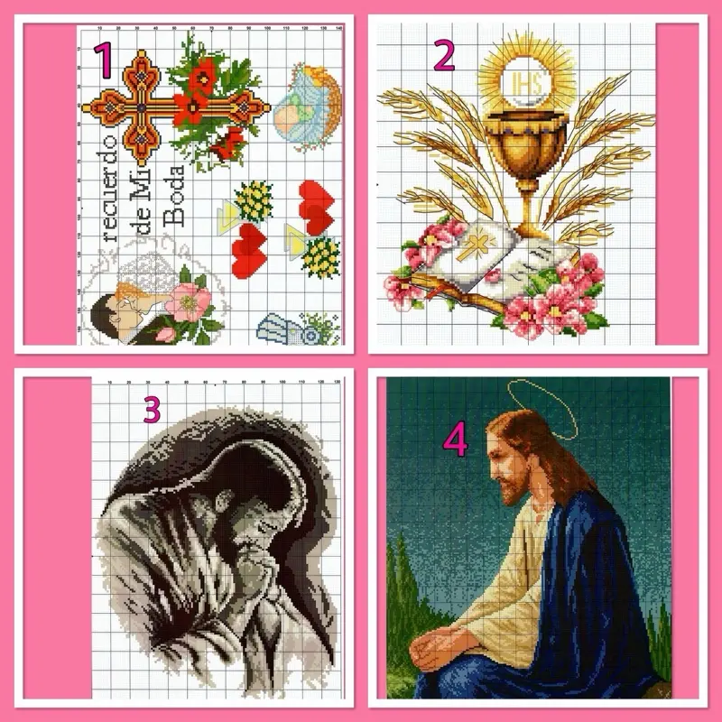 Cross stitch pages - letter sized - full sized - High Quality - esquemas punto de cruz - Santos - Religious cross stitch pages