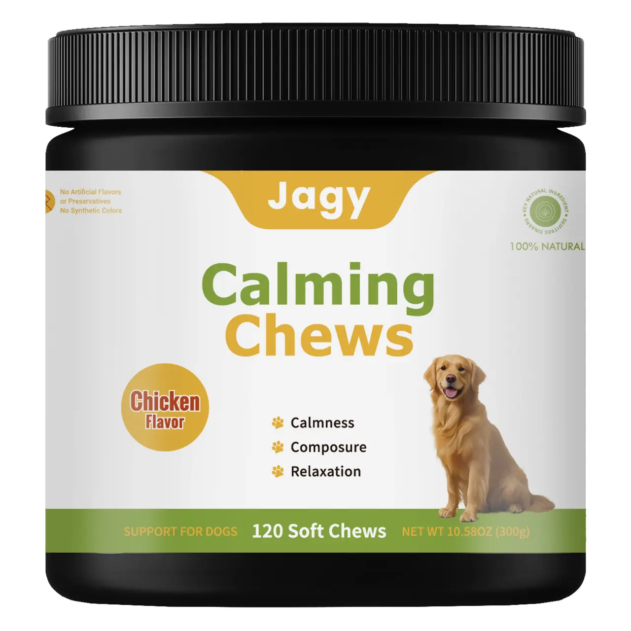 Jagy Dog Calming Chews - 120 Natural Chicken Treats for Stress Relief & Emotional Balance, Pet Healthcare Vitamin Supplement for Dogs outdoorfun