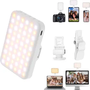 Portable LED Photo Light - USB-Rechargeable, Up to 6500K Color Temperature for Selfie, Zoom Conference, Video, Makeup