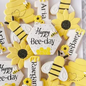 Bee-day cookie stencil – Made from durable 6mil Mylar.