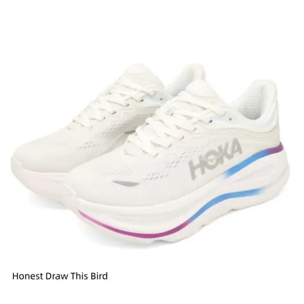 Off White Mesh Upper With Blue Purple Gradient Line Thick Platform Running Shoes Shock Absorbing Athletic Sneakers Unisex Outdoor Road Training Sport Footwear
