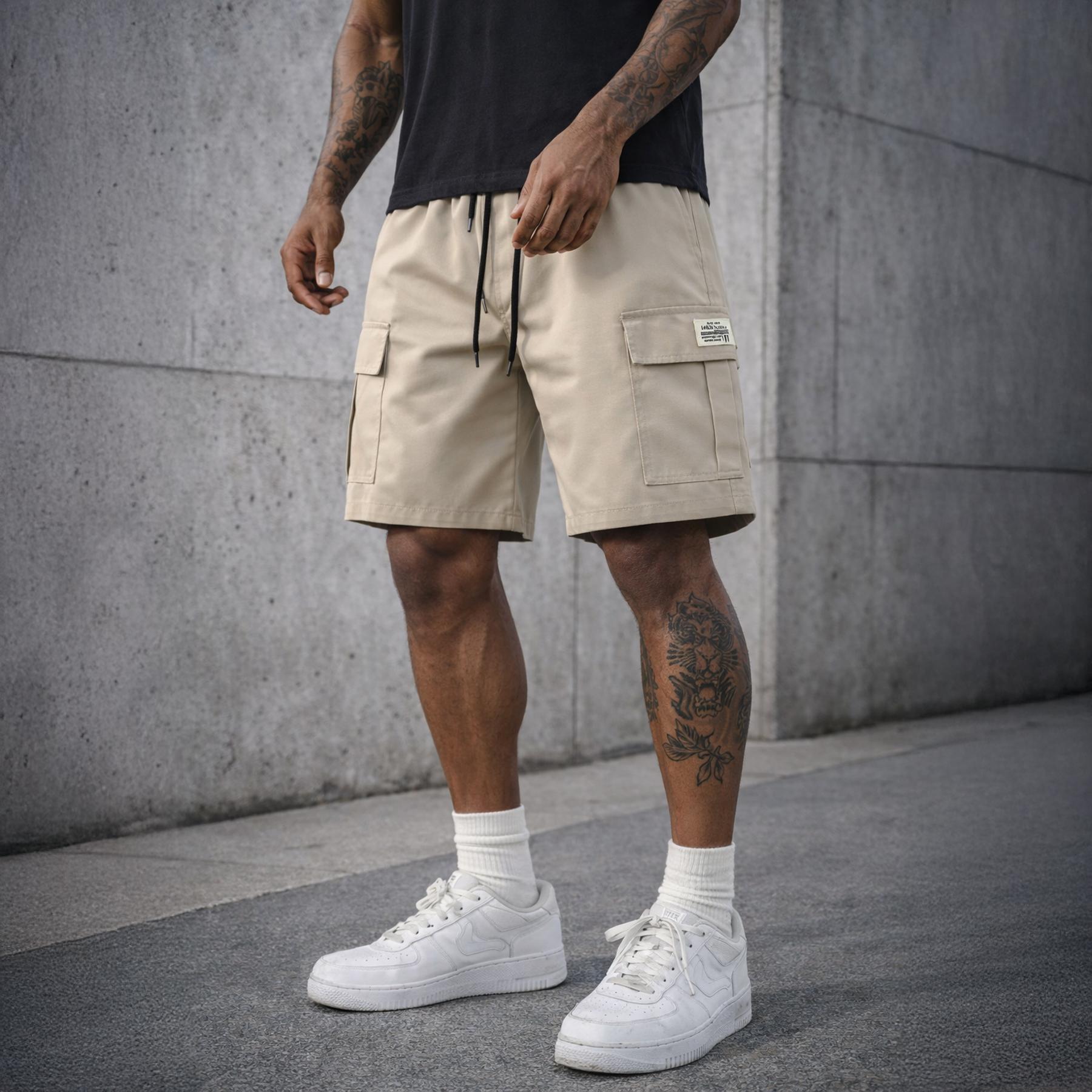 Mens Cargo Shorts Techwear Gorpcore Urban Utility Multi Flap Pockets Loose Fit Wide Leg Drawstring Summer Casual Streetwear High Street Vibe Cityboy Tactical Outdoor Hiking Athletic Workout Daily Wear Half Pants Multi Pack Bundle Fashion Basics Essentials