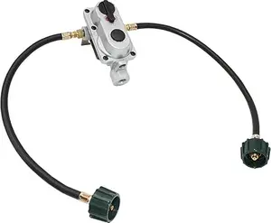 Flame King 2-Stage Auto Changeover LP Propane Gas Regulator with Two 18-inch Pigtails for RVs, Vans, Trailers