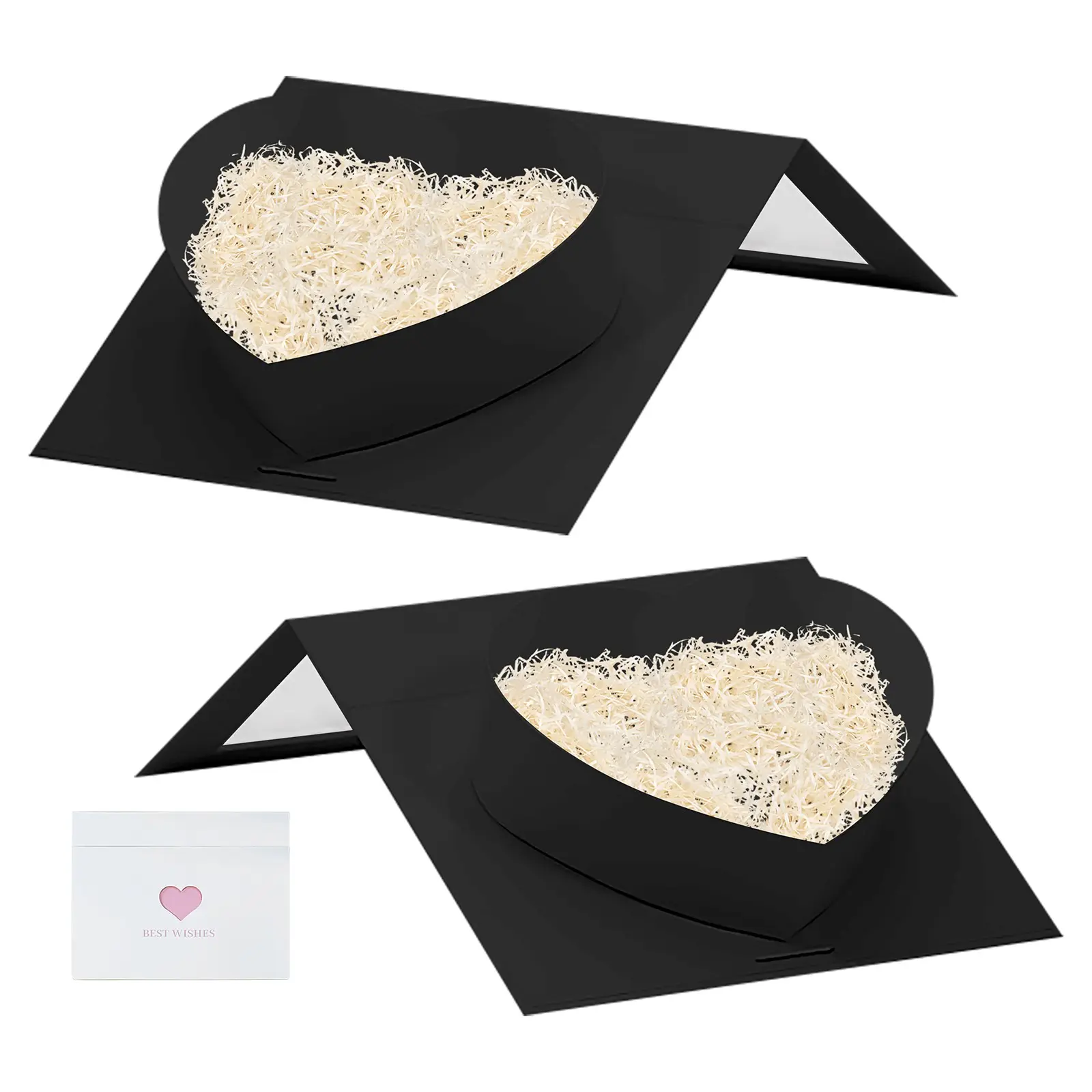 2pcs Valentine Flower Boxes Heart Shaped Boxes Floral Gift Box Assorted Sizes with Transparent Window Lids and Ribbons for Luxury Flower Gift Arrangements Wedding