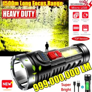 Super Bright 999000000 LM LED Torch Tactical Flashlight Lantern Rechargeable US - Waterproof IPX4 4 Modes