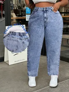 Plus Size Women's Tapered Leg Denim Jeans, Comfortable Fit Basic Jean Trousers, Stylish Everyday Wear for Curvy Women Pants