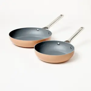 2pk (8" & 10") Aluminum Nonstick Frypan Set Terracotta Orange - Figmint